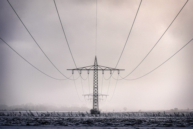 winter, electricity, high voltage line