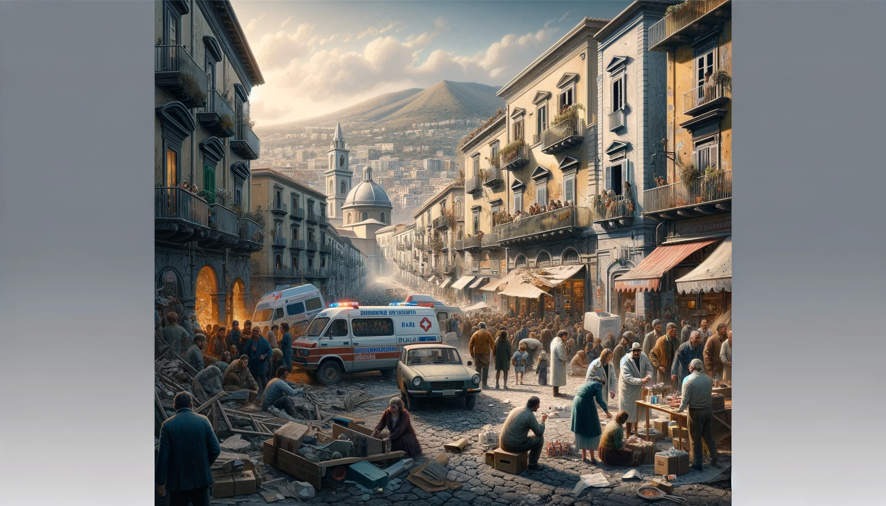 DALL·E 2024-05-21 09.54.07 – A scene depicting the aftermath of an earthquake with a magnitude of 4.4 in the region around Naples, Italy. The setting shows the streets of Naples w