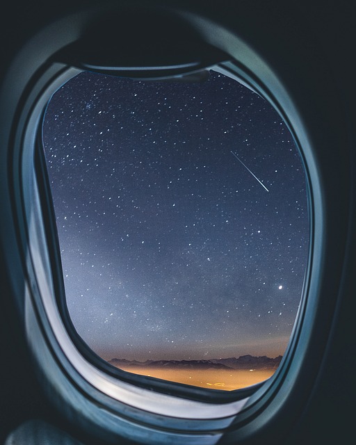 airplane, airplane window, milky way